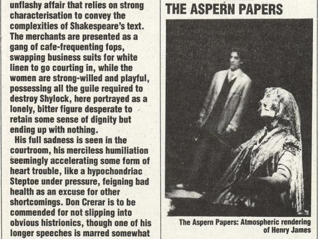 Theatre review of The Merchant of Venice. The List, 23 Sep 1994