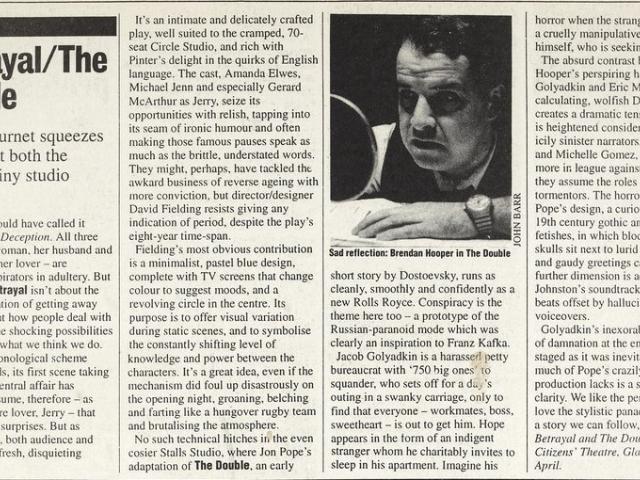 Theatre review of The Double, The List, 7 Apr 1995
