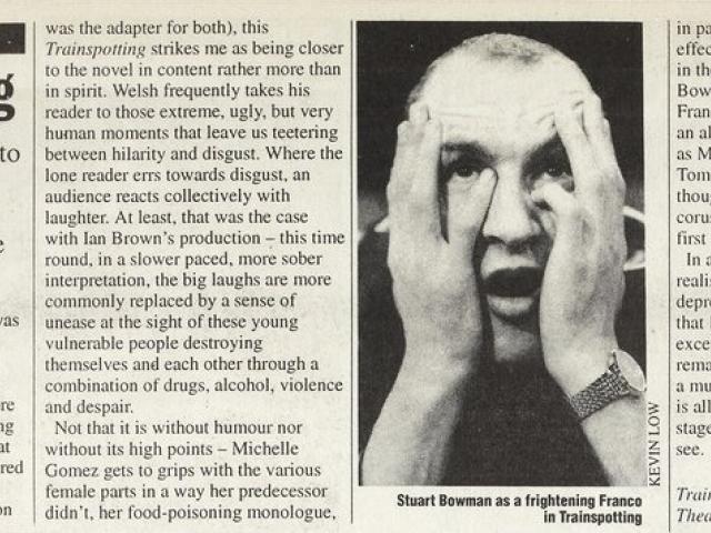 Review of Trainspotting at the Citizens Theatre, The List, 10 Mar 1995