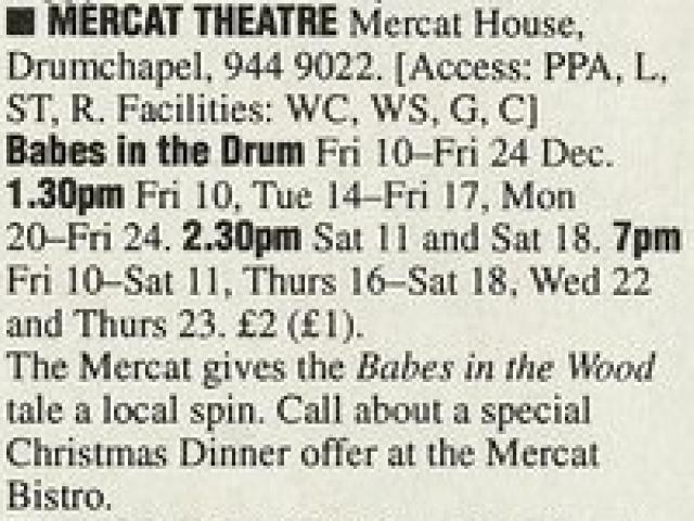 Listing for Babes in the Drum, The List, 3 Dec 1993