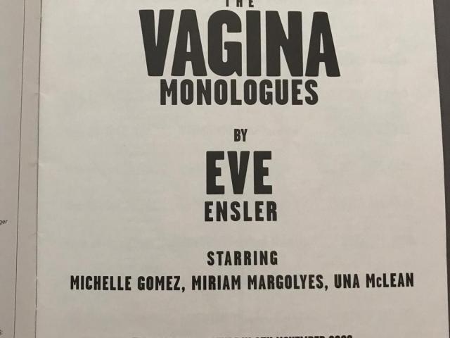 Extract from The Vagina Monologues theatre programme showing the dates at Theatre Royal, Glasgow