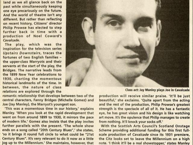 Clipping of Cavalcade review from The List, 18 Nov 1999