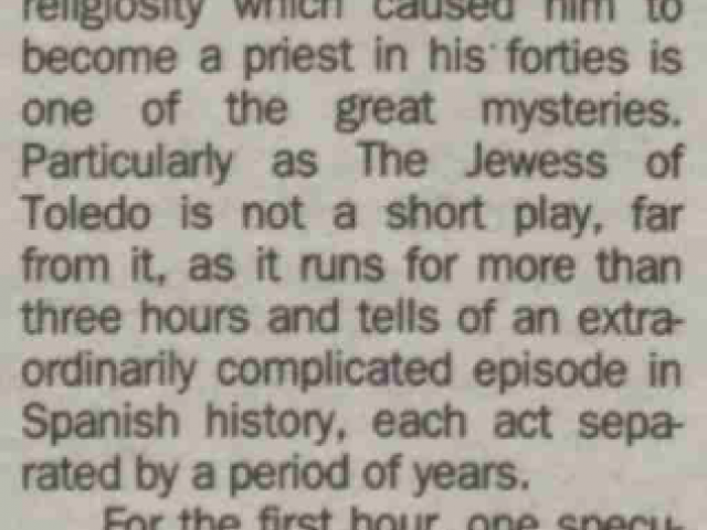 Review of The Jewess of Toledo, The Stage, 20 Feb 1997 (1 of 3)