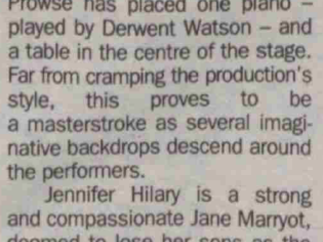 Review of Cavalcade from The Stage, 9 Dec 1999 (1 of 3)