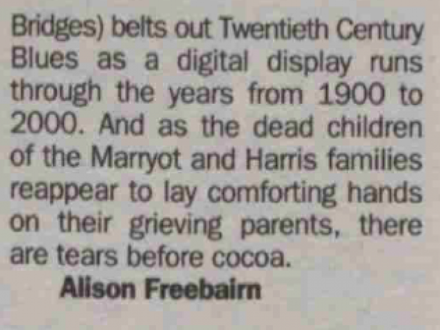 Review of Cavalcade from The Stage, 9 Dec 1999 (3 of 3)