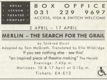 Publicity for Merlin - The Search for The Grail from The List 9 Apr 1993