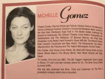 Michelle Gomez's bio from the theatre programme for Relative Values at the Malvern Theatre