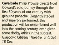 Clipping about Cavalcade from The List, 2 Dec 1999