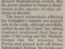 Review of The Merchant of Venice, The Stage, 20 Oct 1994