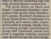 Review of Manifesto at the Battersea Arts Centre, The Stage, 21 Jul 1994